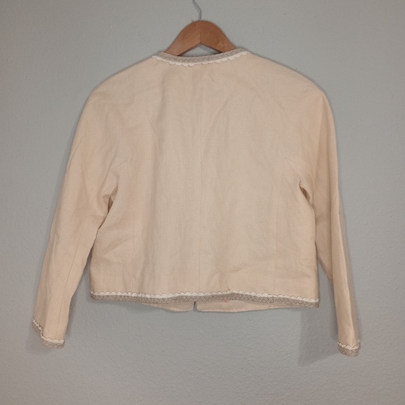 NWT J.Crew Cropped Linen Lady Jacket Raffia Woven Buff Clay Beige 14 - Picture 6 of 12